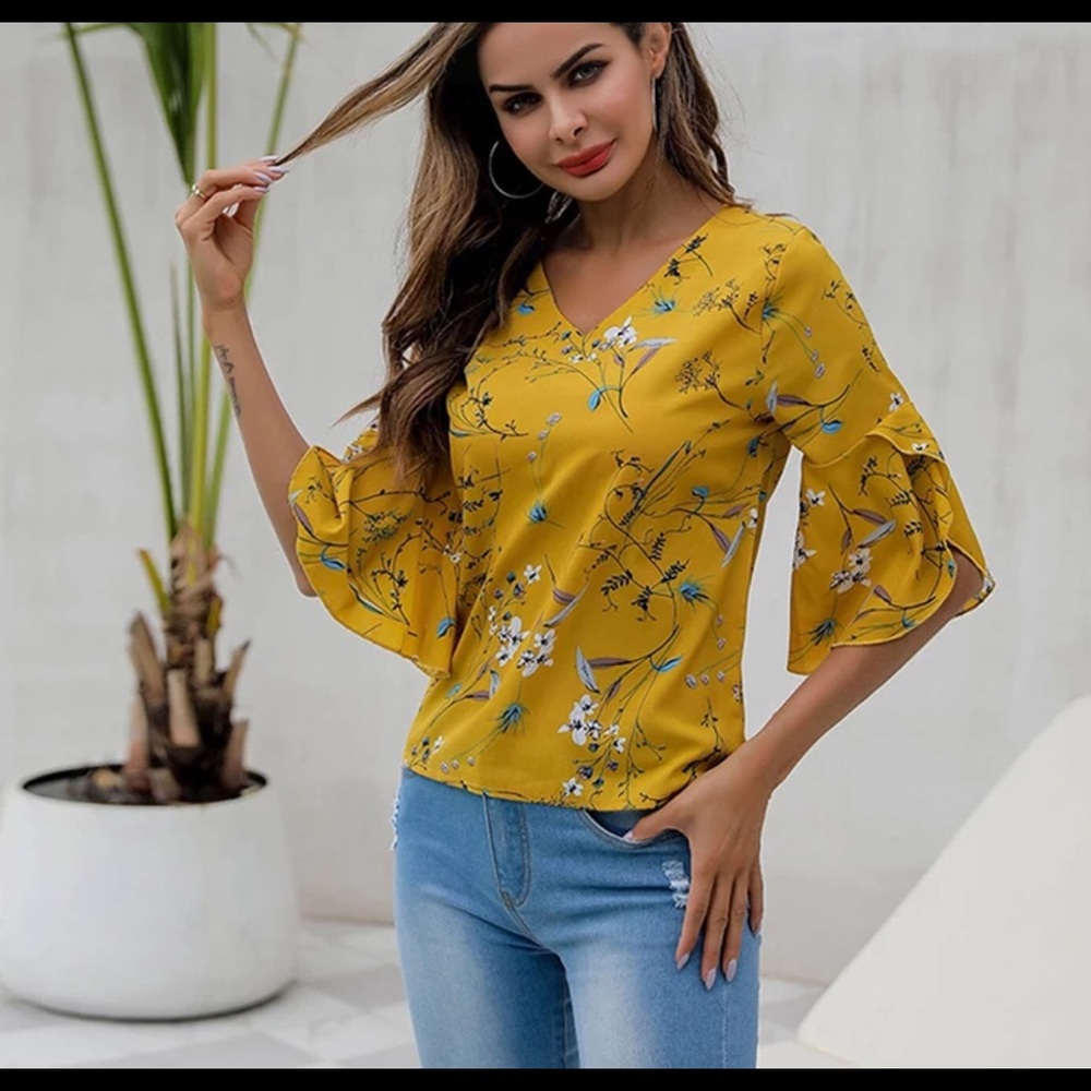 Sale! Yellow Floral Blouse